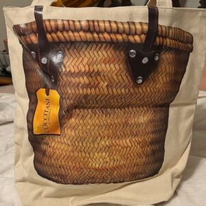 L'OCCITANE Woven Basket Print Tote Bag